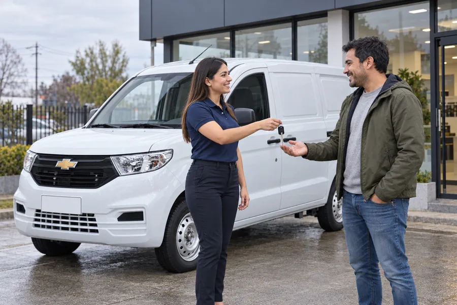 Entrega de llaves de un furgón a un cliente